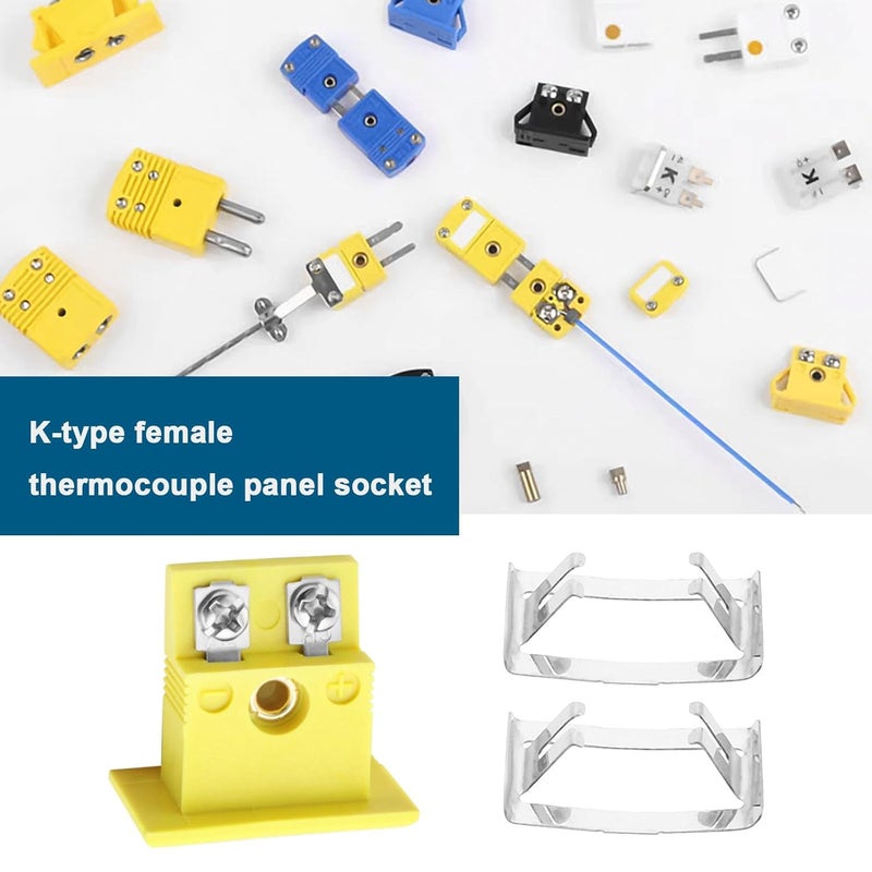 OTOTEC 4 Sets K Type Thermocouple Wire Connectors with Panel,Yellow Mini Socket with Panel Installation,21mm x 24mm x 14mm MPJ-K-F - Image 2